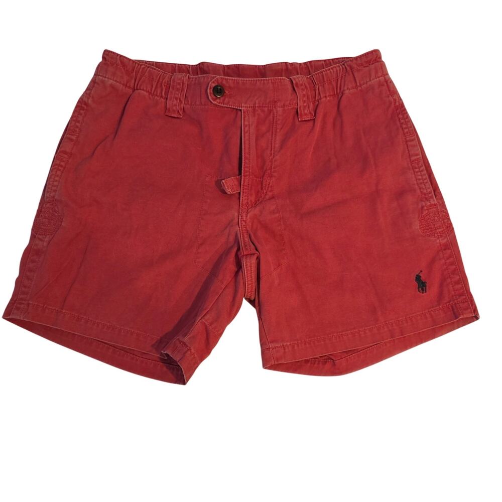 VTG Polo Ralph Lauren Utility Chino Shorts  Red Shorts Pony Logo XS 30"  RARE